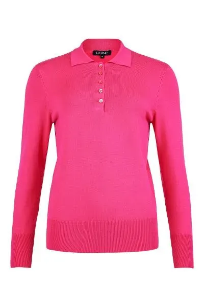 Trui_met_polokraag_uni_fuchsia_Sunday