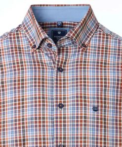 Alternative view of Overhemd met klittenband geruit oranje