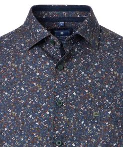 Alternative view of Overhemd met klittenband marine bruin gebloemd