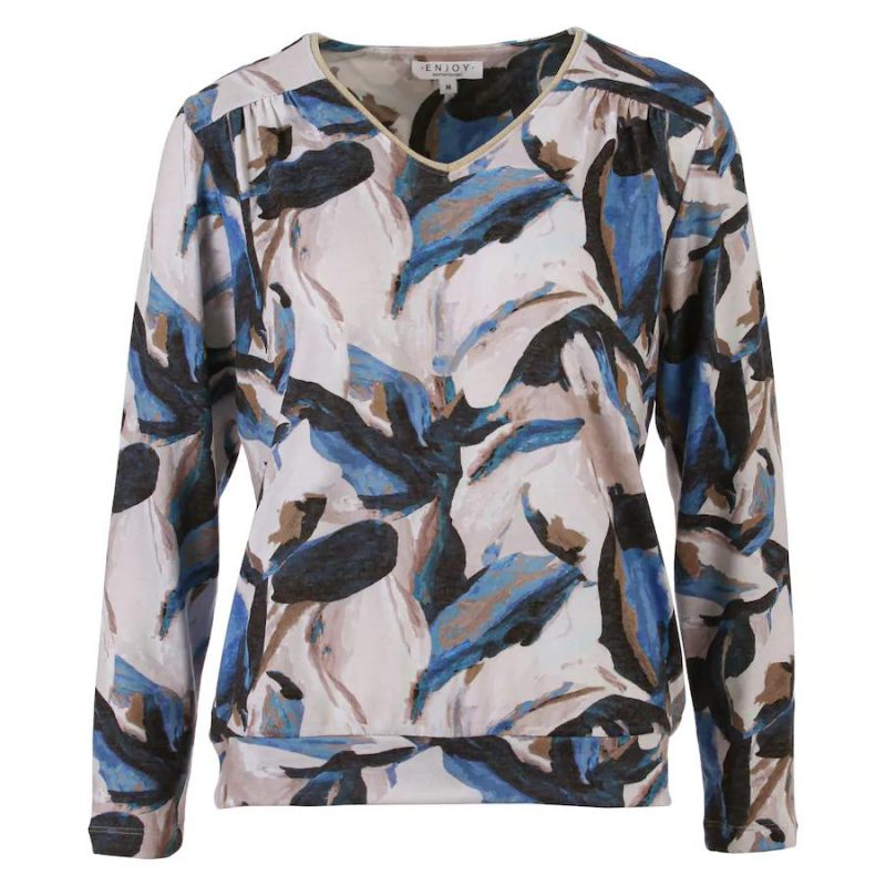 Enjoy Sweater V-hals Blauw Dessin Cosy 