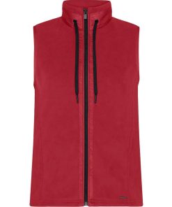Rode Brandtex dames bodywarmer van zachte fleecestof met rits en trekkoorden