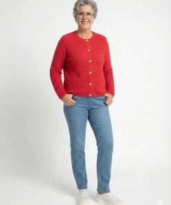 Alternative view of Micha Gebreid Vest met Gouden Knopen - Rood - Katoenmix