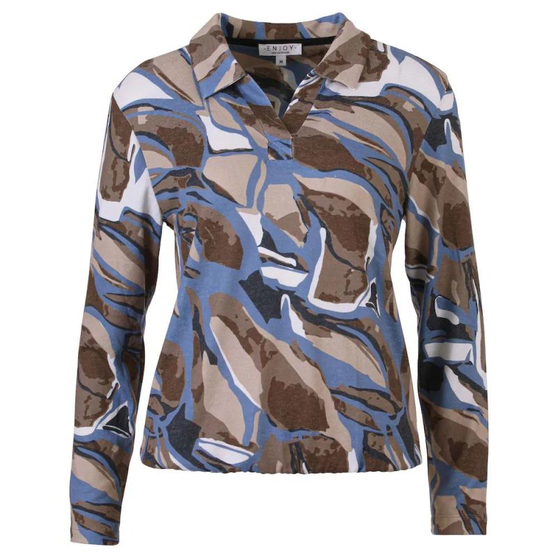 Enjoy Poloshirt Dames - Blauw/Beige 