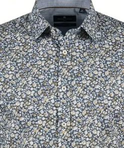 Alternative view of Overhemd klittenbandsluiting marine groengebloemd