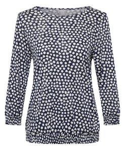 Rabe marineblauwe dames blouson met witte hartjesprint en elastische boord