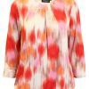 Kleurrijke Signature dames blouson met abstracte oranje en roze print en driekwart mouw
