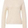 Beige getextureerde dames trui van Rabe met ronde hals en lange mouwen