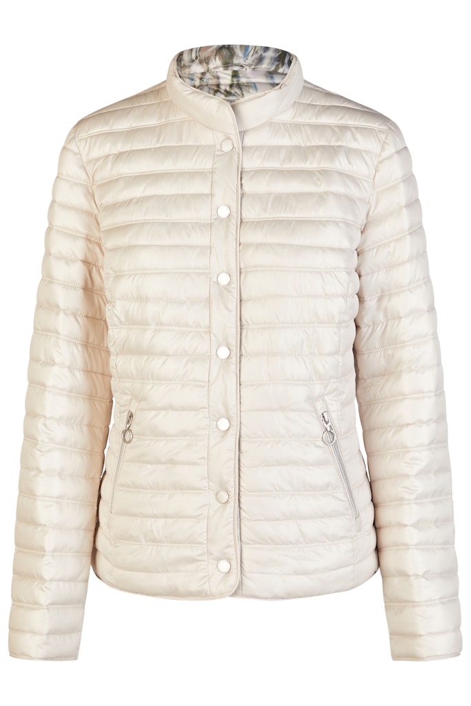 Barbara Lebek dubbelzijdige damesjas beige en met meerkleurig dessin print