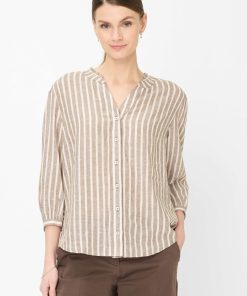 Alternative view of Brax blouse mokka gestreept - Linnen Mix