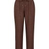 Bruine SoyaConcept Charissa broek met wijde pijpen en elastische tailleband