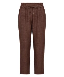 Bruine SoyaConcept Charissa broek met wijde pijpen en elastische tailleband