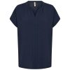 SoyaConcept Cath shirt donkerblauw met korte mouwen en v-hals