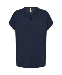 SoyaConcept Cath shirt donkerblauw met korte mouwen en v-hals