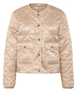 Rabe dames jas beige lichtgewicht gewatteerd met ruitstiksel en drukknoopsluiting