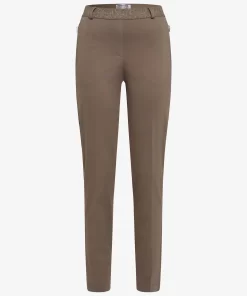 Taupe dames instapbroek Raphaella by Brax model Lillyth met elastische tailleband