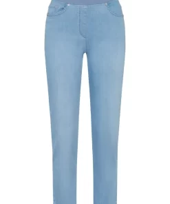 Lichtblauwe 6/8 Raphaella by Brax Pamina Deko jeans met Swarovski kristallen bij het splitje