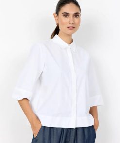 SoyaConcept Nellie witte blouse met wijde pasvorm en halflange mouwen