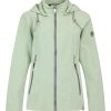 Frandsen dames jas Jade groen waterdicht met afneembare capuchon en linnen voering