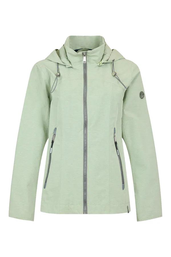 Frandsen dames jas Jade groen waterdicht met afneembare capuchon en linnen voering