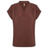 Bruin SoyaConcept Marica shirt met v-hals en korte mouwen van duurzaam Lyocell