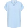 Lichtblauw SoyaConcept Cath shirt met korte kapmouwen en v-hals