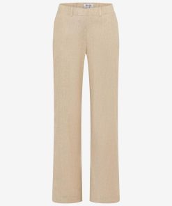 Raphaella by Brax Pam flared broek beige linnen-look met elastische band