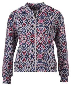 Enjoy bomberjasje dames met rood wit blauw aztec patroon en ritssluiting