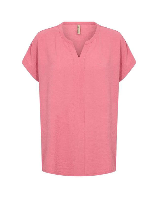 SoyaConcept Shirt Cath - Roze Top met V-hals en Kapmouwtje 