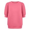 Roze Soyaconcept Banu dames sweatshirt met korte pofmouwen, brede boorden en een ronde hals.