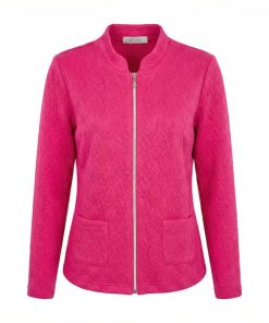 Fuchsia roze Sensia Risola jasje met reliefpatroon en ritssluiting voor dames