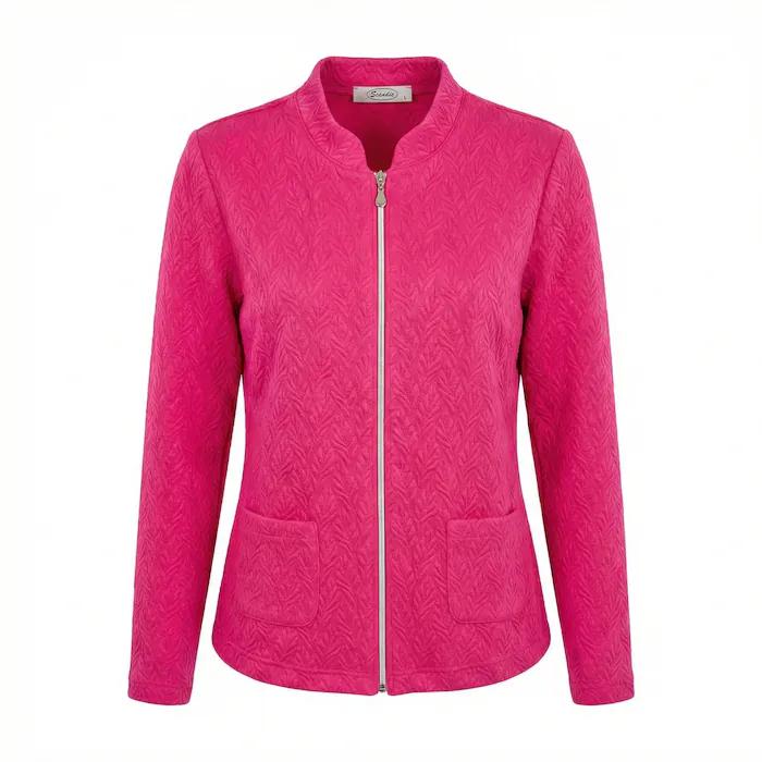 Fuchsia roze Sensia Risola jasje met reliefpatroon en ritssluiting voor dames