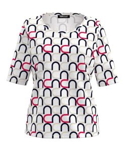 Frank Walder shirt wit / rood dessin - katoen