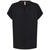 SoyaConcept Cath shirt zwart met v-hals en korte kapmouwen