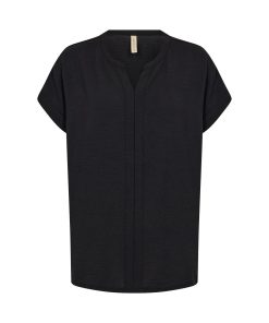SoyaConcept Cath shirt zwart met v-hals en korte kapmouwen