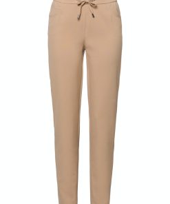 Frank Walder Brenda pantalon licht karamel met elastische taille en koordje