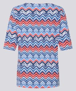 Alternative view of Rabe Dames Shirt Rood Blauw - Kleurrijk Zigzag Patroon