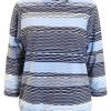 Blauw wit gestreepte dames blouson van Brandtex met driekwart mouwen en elastische onderzijde