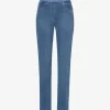 Lichtblauwe Raphaella by Brax Pamina Fun slim fit jeans met ronde zakken