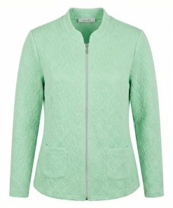 Mintgroen damesjasje Sensia Risola met ritssluiting en fijn reliëfpatroon