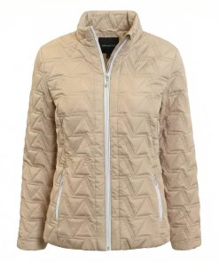Brandtex dames jack zandkleur met zigzag patroon licht gewatteerd