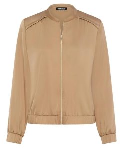 Frank Walder dames jasje in brons kleur blouson model met rits en elastische boord