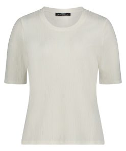 Betty Barclay dames shirt off white gebroken wit met crinkle structuur en korte mouwen