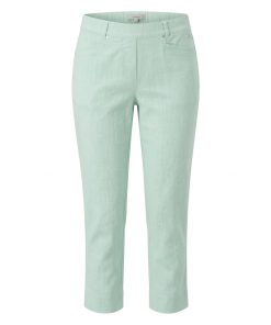 Sensia broek model Pita groen met linnenlook.