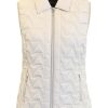 Brandtex licht gewatteerde dames bodywarmer in beige met zigzag stiksel en kraag