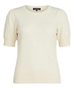Sunday dames truitje gebreid off white korte mouw met viscose en polyester