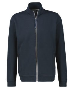 Klassiek donkerblauw Lerros heren vest met ritssluiting en opstaande kraag