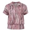 Enjoy dames poloshirt met roze bruine print en brede elastische boord aan de onderkant