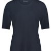 Betty Barclay dames shirt marineblauw met crinkle structuur en korte mouwen