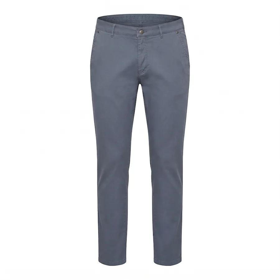 Jeansblauwe Luigi Morini Mannheim herenbroek met elastische comfortband en stretch