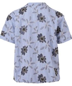 Alternative view of Enjoy Blouson Korte Mouw - Blauw/Wit Gestreept met Bloemenprint